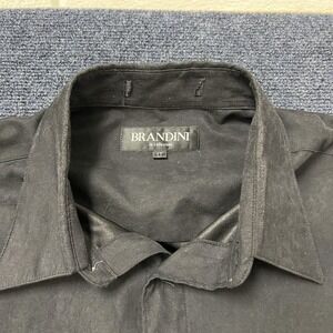 Brandini Shirt Mens Large Tall Black Long Sleeve Button Front Dress Casual